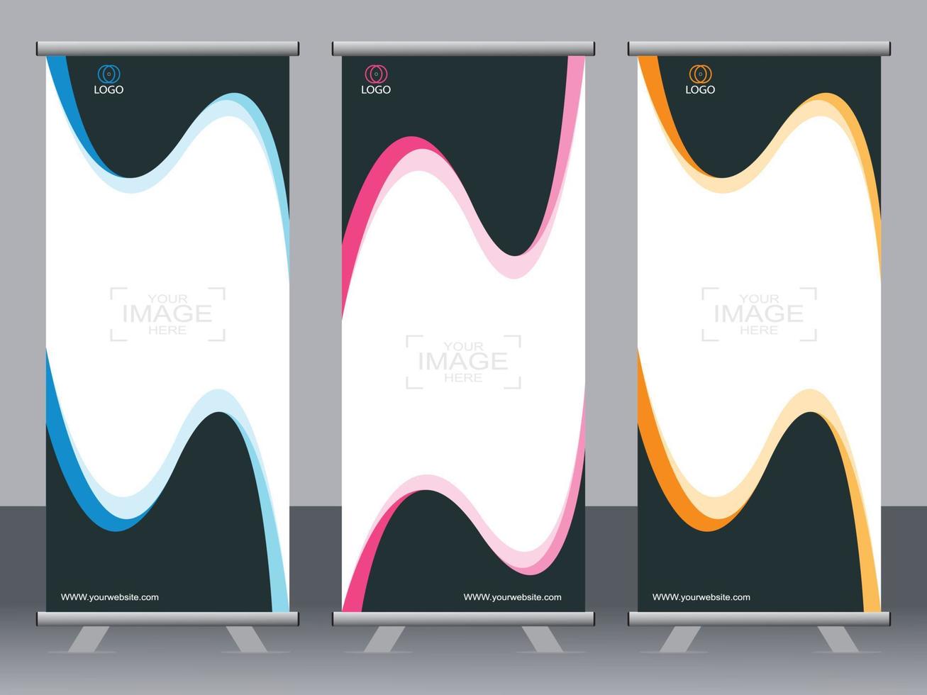 Business-Banner-Roll-up-Set Standee-Banner-Vorlage. vektor