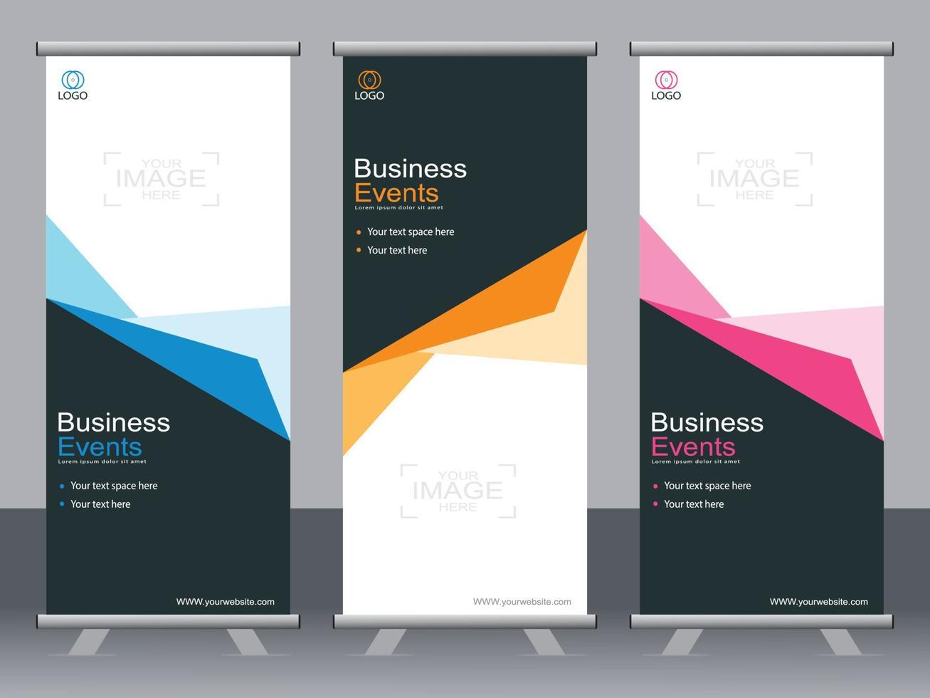 Business-Banner-Roll-up-Set Standee-Banner-Vorlage. vektor