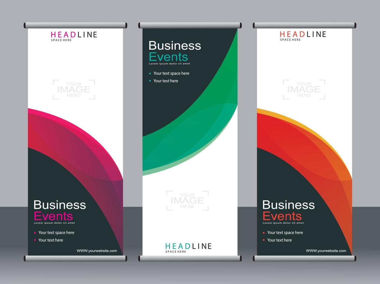 business banner roll up set standee banner mall. vektor