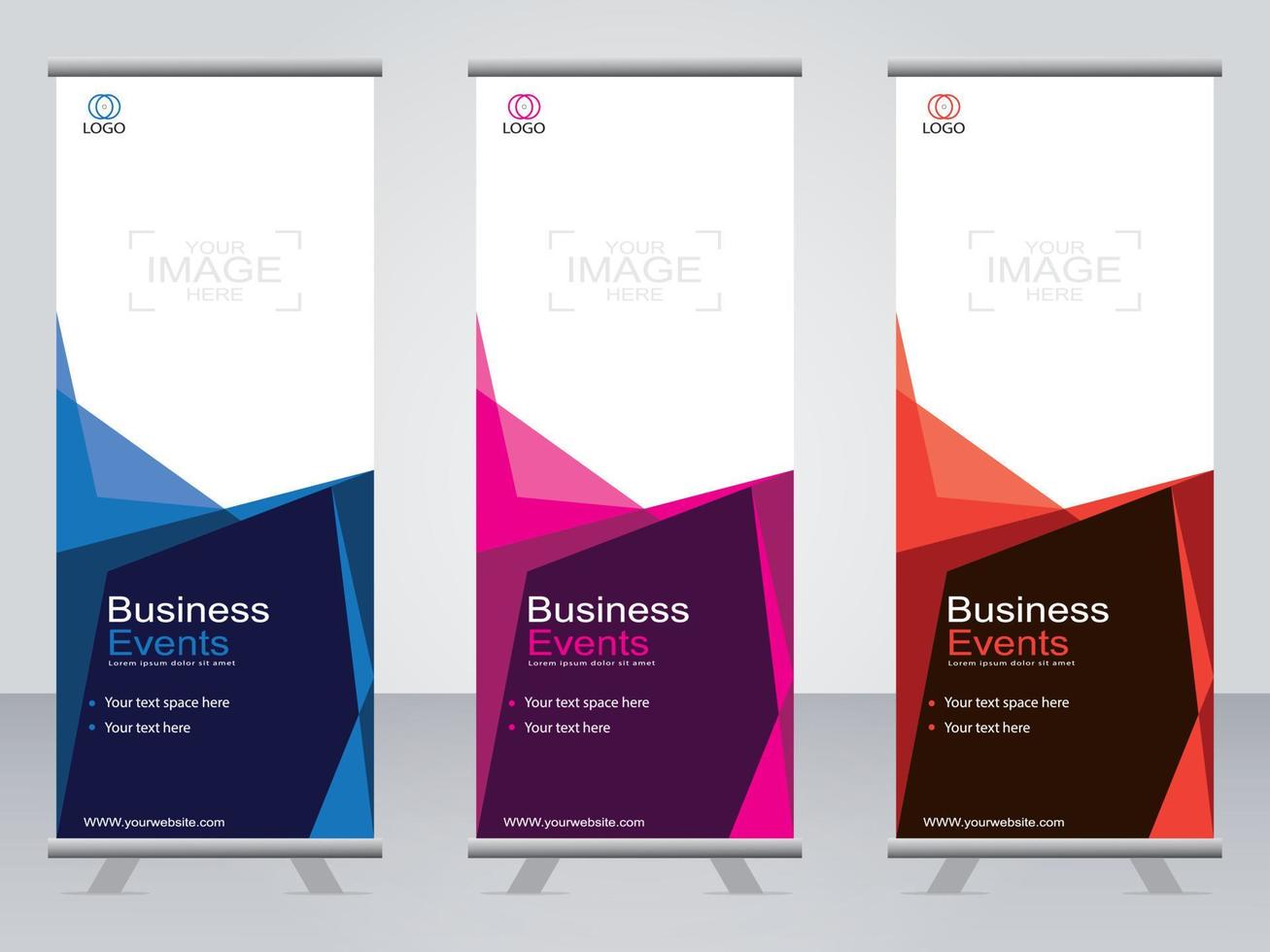 business banner roll up set standee banner mall. vektor