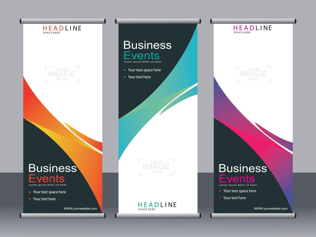 Business-Banner-Roll-up-Set, Standee-Banner-Vorlage. vektor