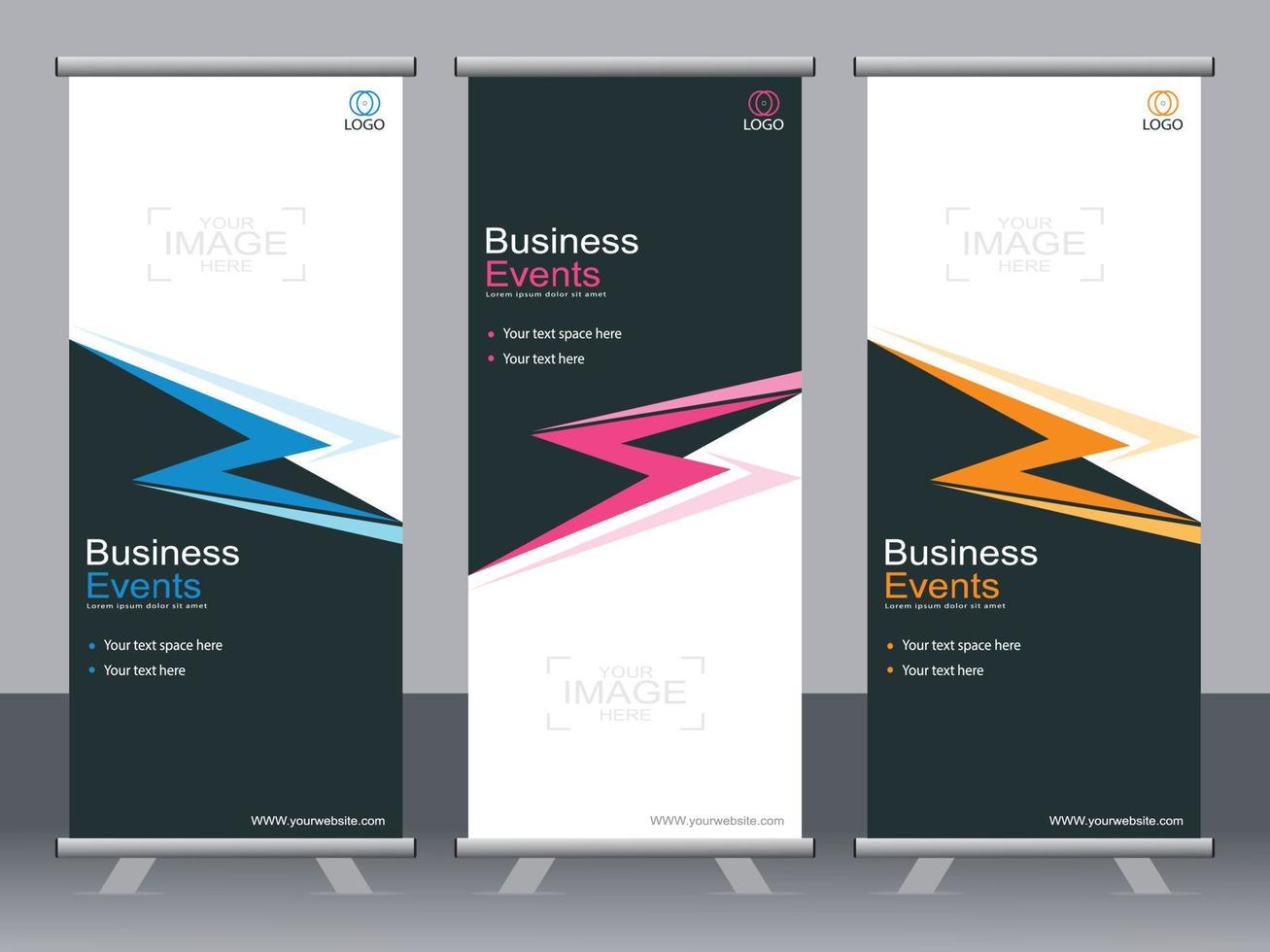 Business-Banner-Roll-up-Set Standee-Banner-Vorlage. vektor