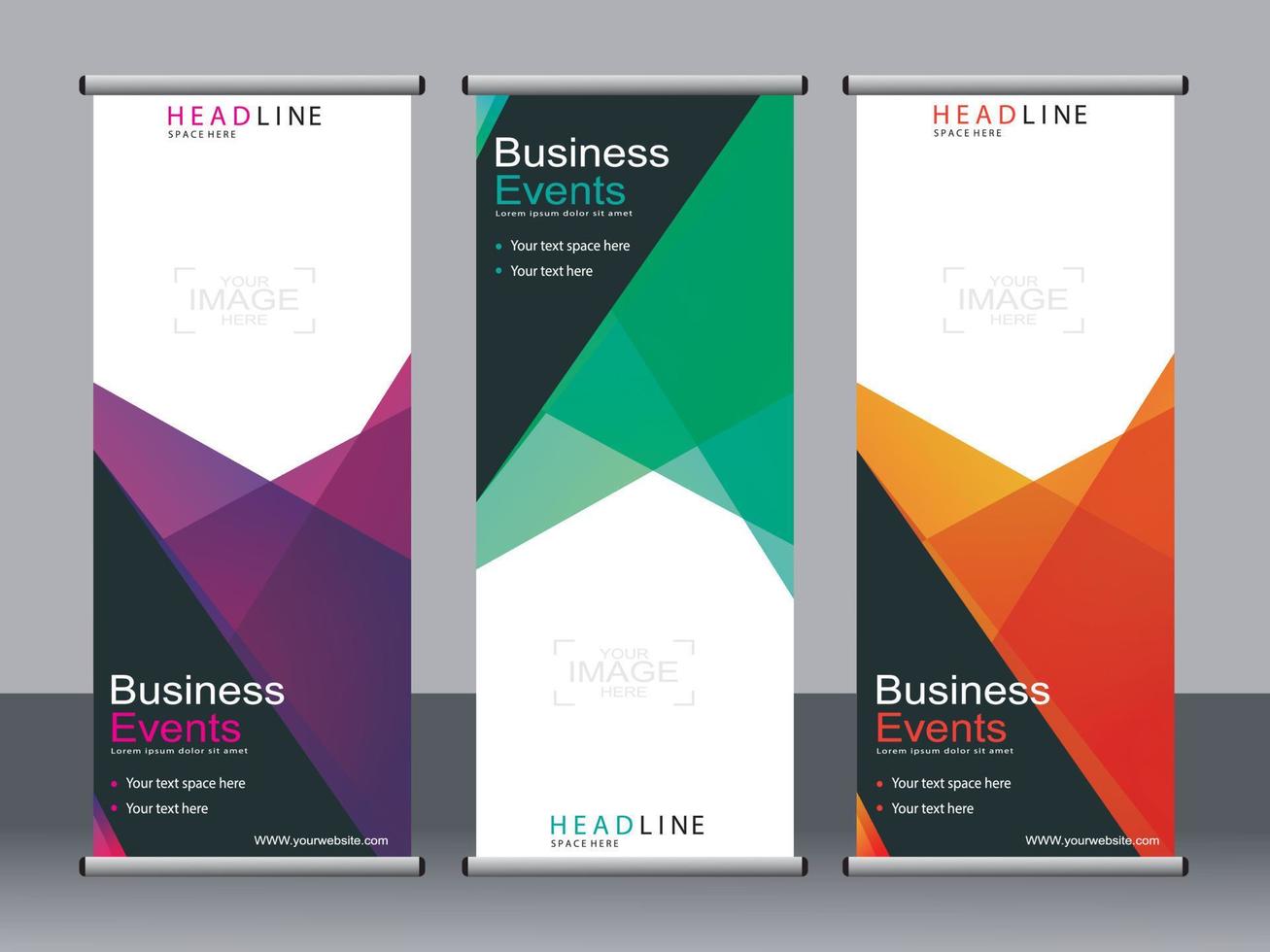 business banner roll up set standee banner mall. vektor