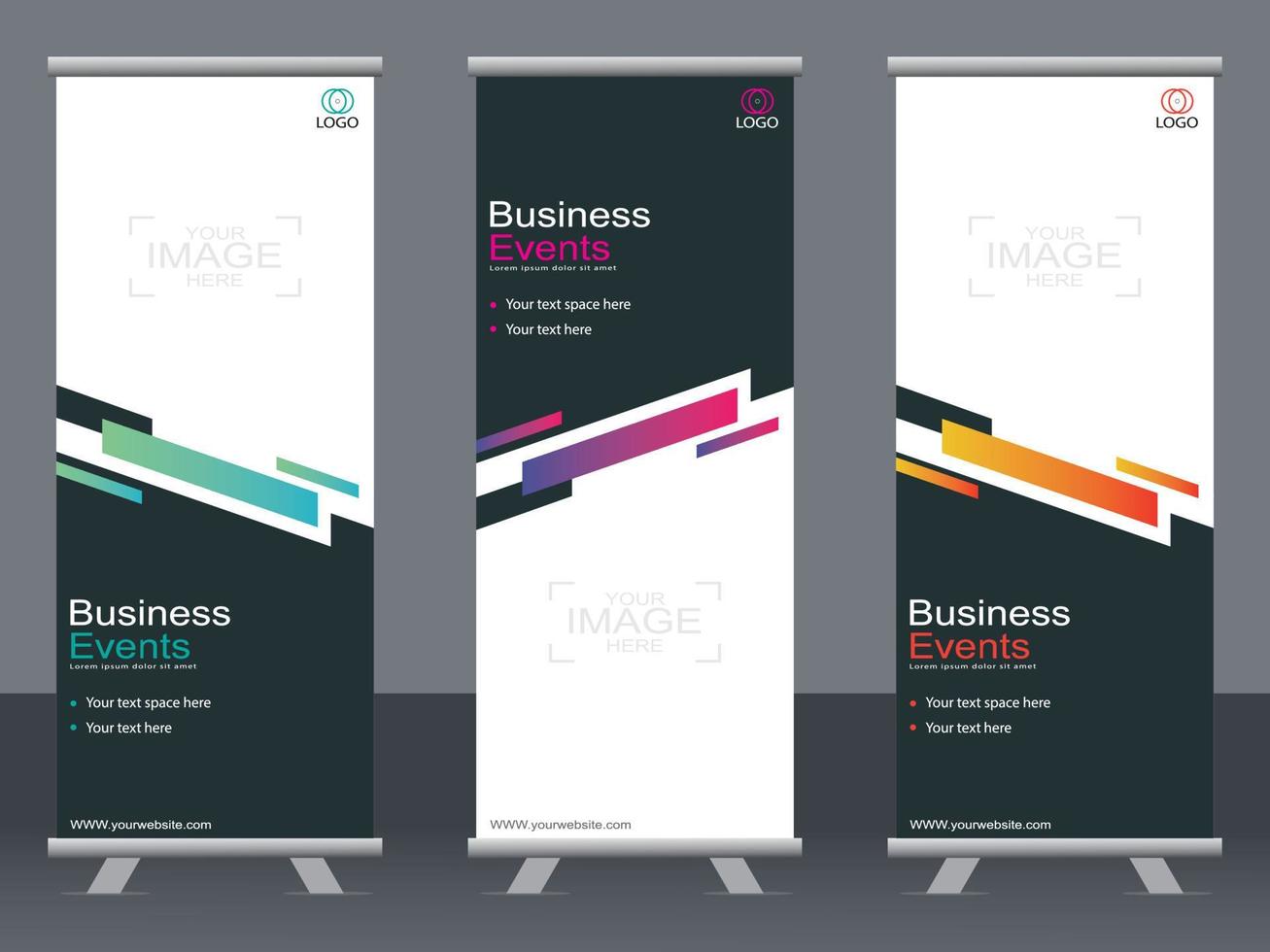 Business-Banner-Roll-up-Set Standee-Banner-Vorlage. vektor