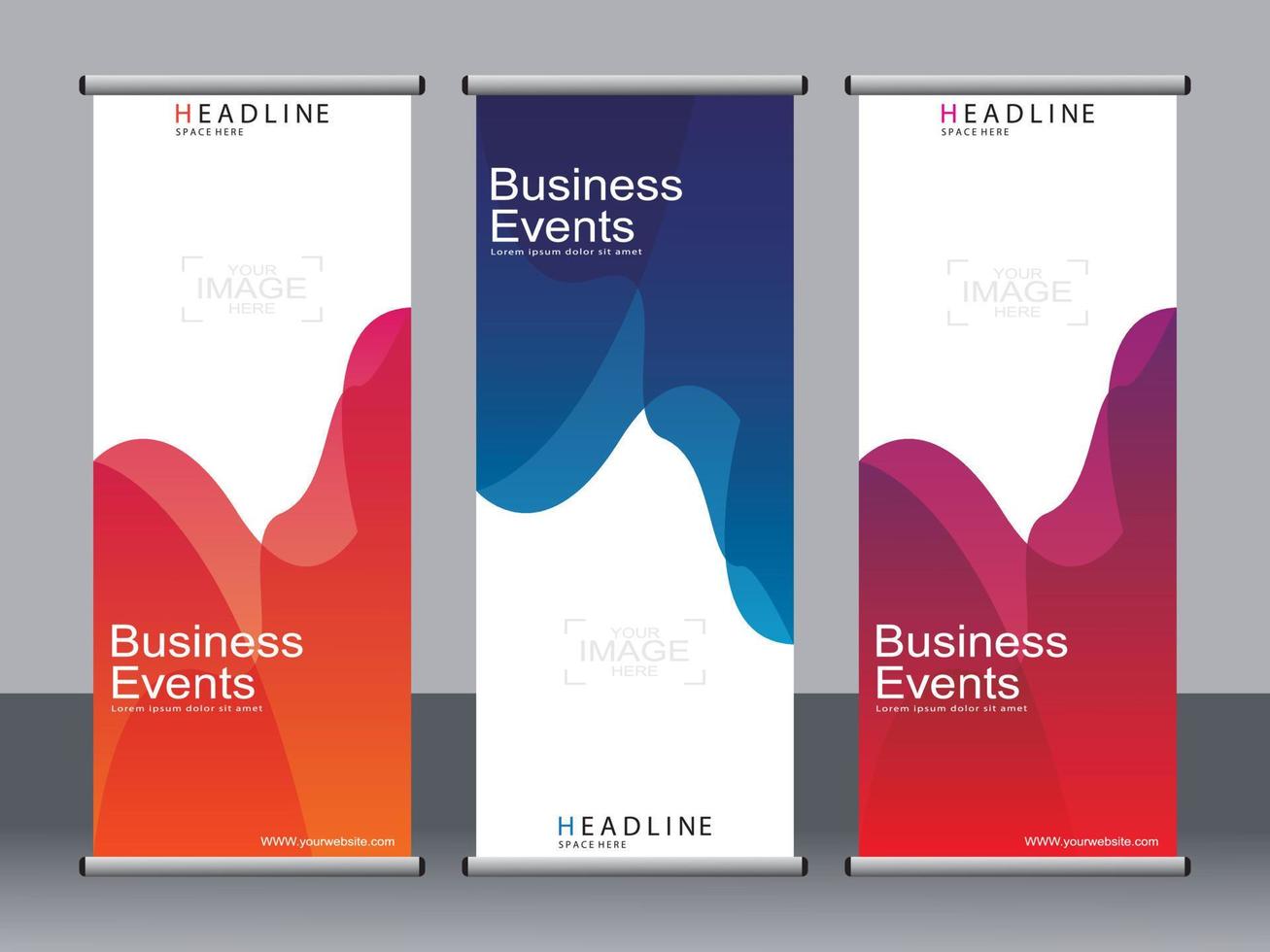 Business-Banner-Roll-up-Set, Standee-Banner-Vorlage. vektor