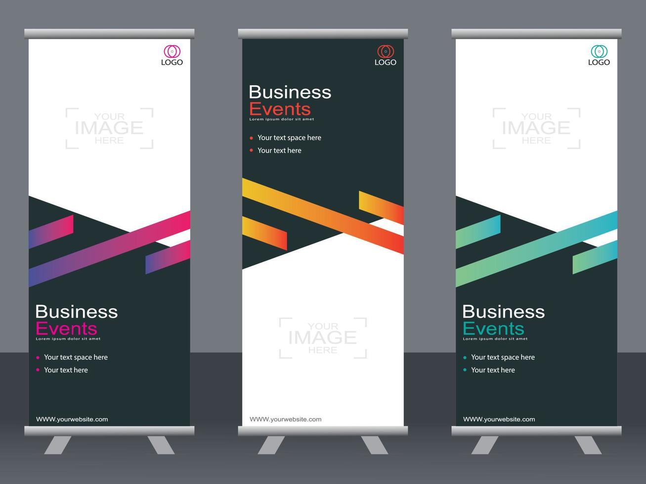 Business-Banner-Roll-up-Set Standee-Banner-Vorlage. vektor