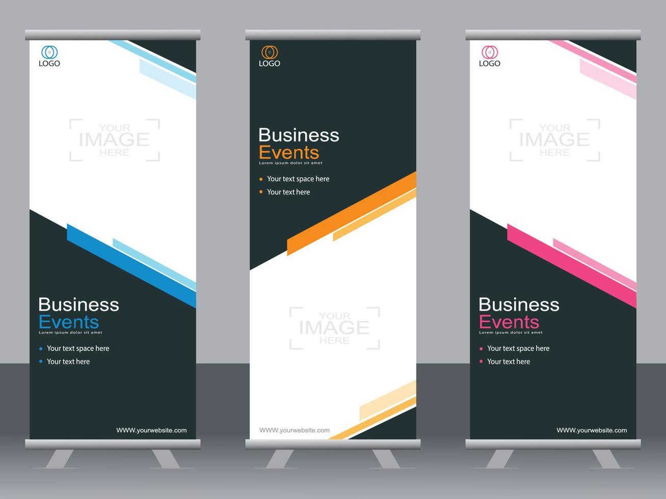 business banner roll up set standee banner mall. vektor