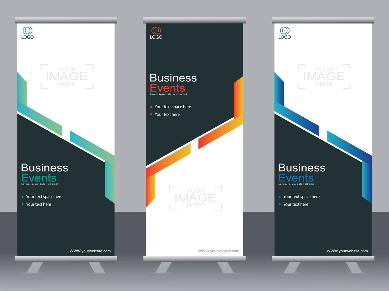 business banner roll up set standee banner mall modern banner. vektor