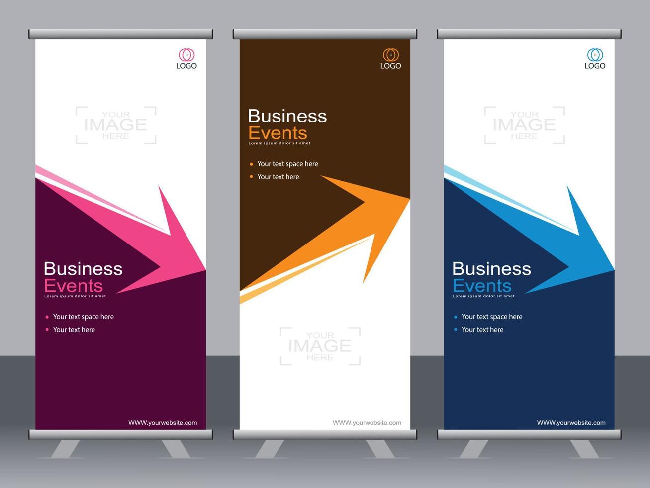 Business-Banner-Roll-up-Set Standee-Banner-Vorlage. vektor