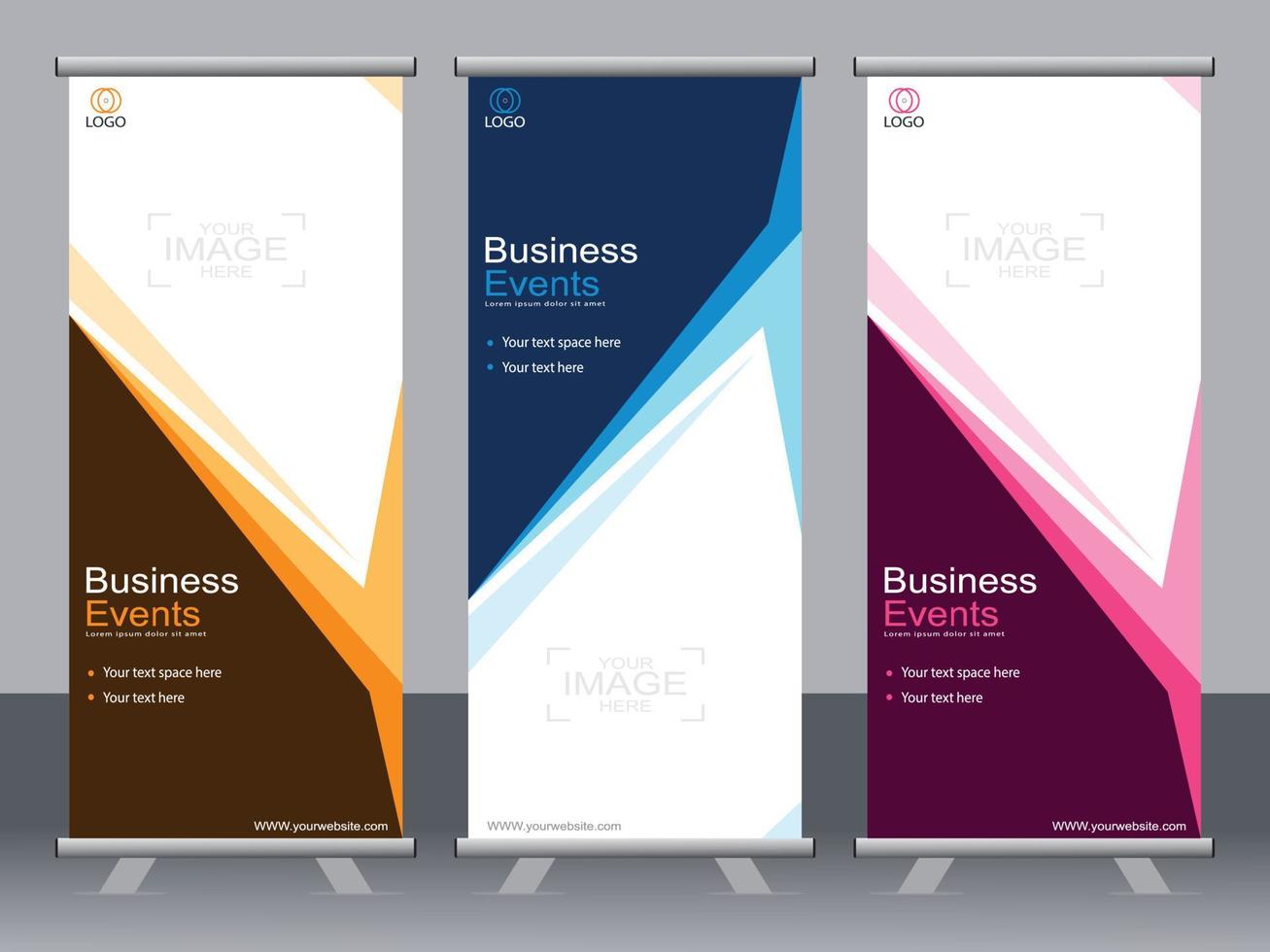 business banner roll up set standee banner mall. vektor