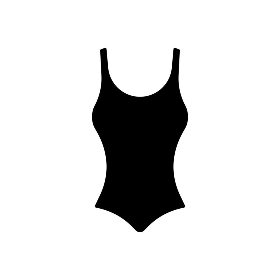 kvinnor ett stycke bikini baddräkt svart siluett ikon på vit bakgrund. flicka sommar skönhet badkläder havet tyg piktogram. dam strand mode simma kläder platt symbol. isolerade vektor illustration.