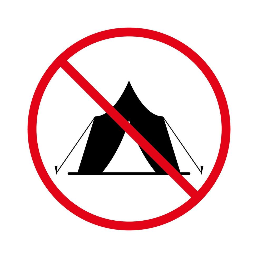 Verbot Camping Zelt schwarze Silhouette Symbol. warnung verbieten tourismus abenteuerzelt piktogramm. Campingstopp-Symbol. kein erlaubtes Schild für Touristenunterkünfte. Aktionszelt verboten. isolierte vektorillustration. vektor