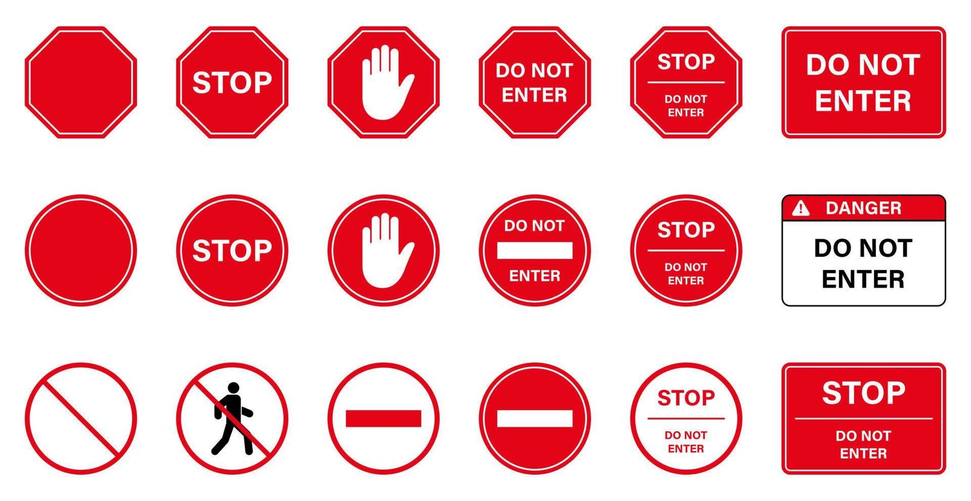 Achtung kein erlaubtes Einfahrt-Stopp-Straßenschild. Eintritt verboten. Warnung Palm Hand Verbot Zugang Silhouette Symbol. Geben Sie kein rotes Kreissymbol ein. Verbotenes Verkehrspiktogramm. isolierte Vektorillustration. vektor