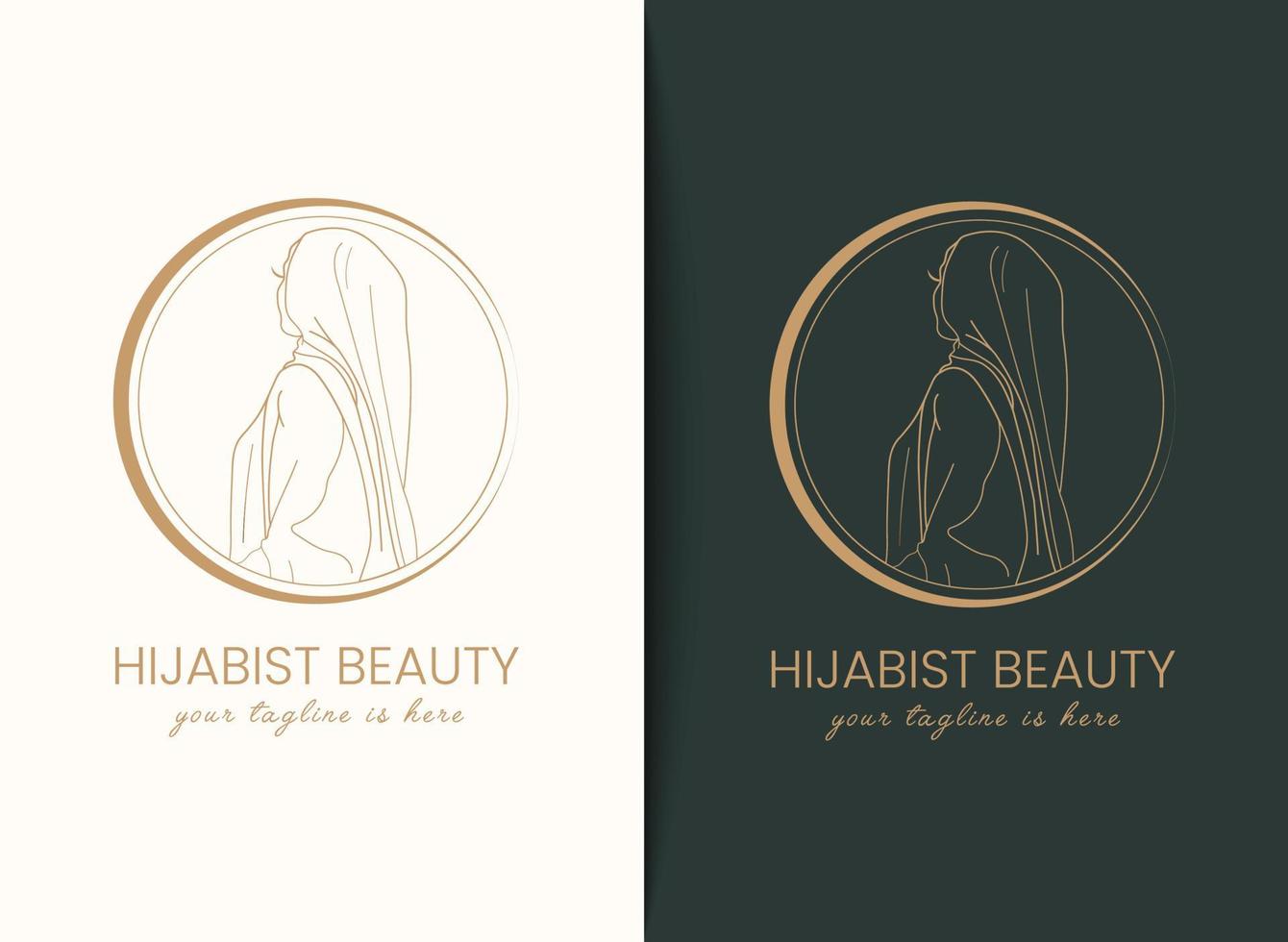 lineare kunst kreative einfache minimale muslimische frauen, die hijab-emblem-logo-vorlage für hijab-mode, bescheidene mode oder schönheit tragen vektor
