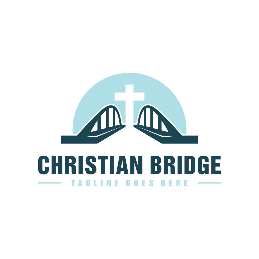 Logo-Design der christlichen religiösen Brückenillustration vektor