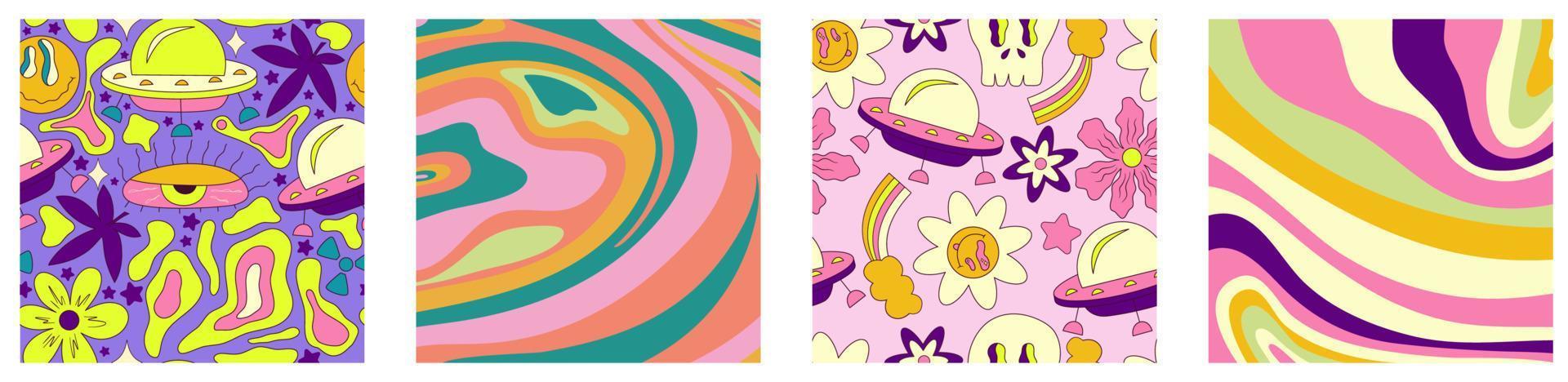 trippy trendig bakgrund som psykedelisk design. y2k, 70-tal, hippiestil. abstrakt blommig illustration. vektor illustration design. psykedelisk groovy våg.
