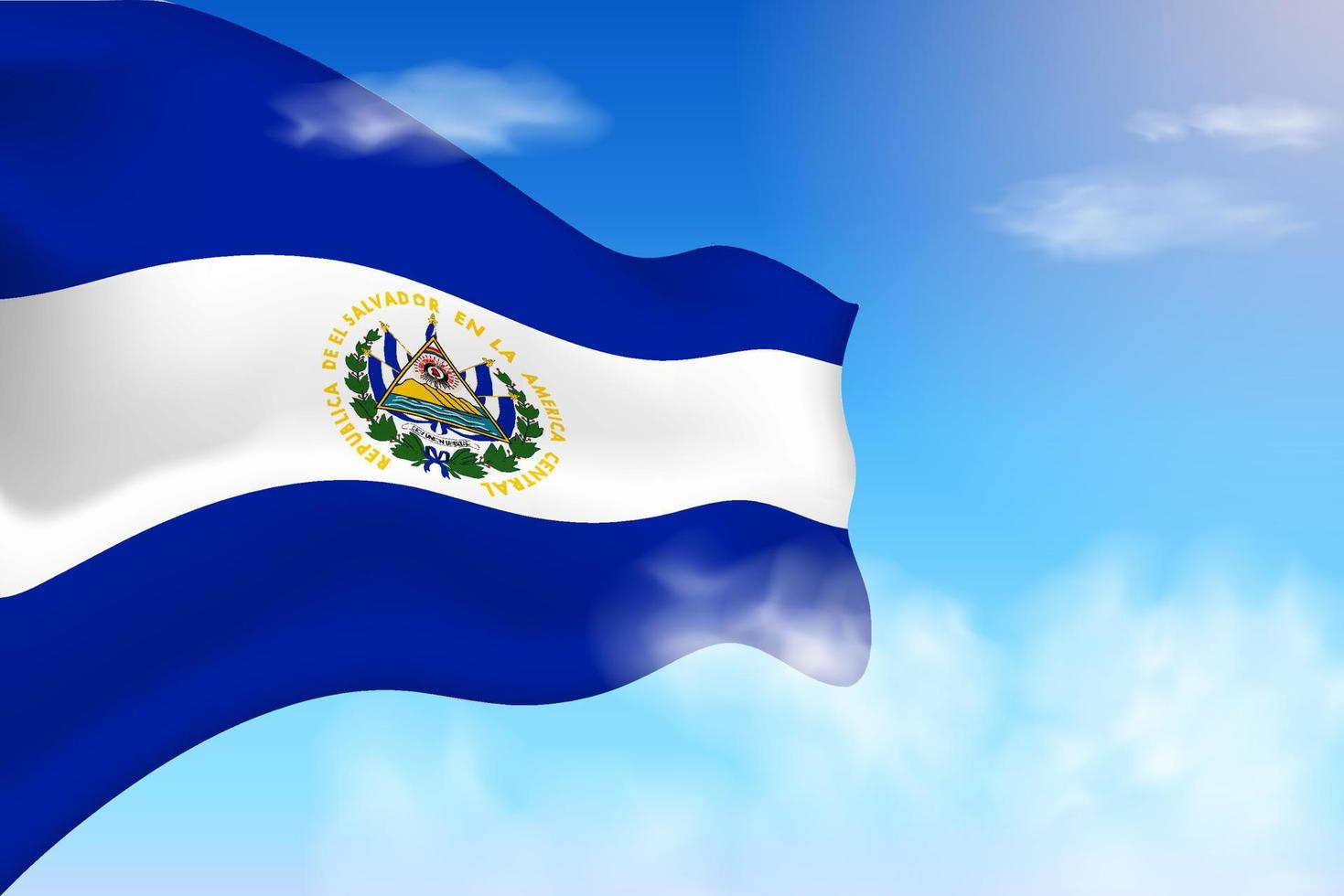 el Salvador flagga i molnen. vektor flagga vajar på himlen. nationaldagen realistisk flagga illustration. blå himmel vektor.