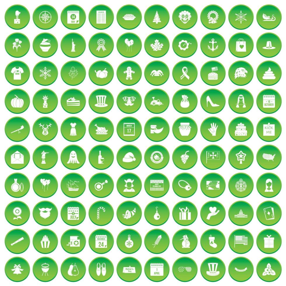 100 nationaldag ikoner som grön cirkel vektor