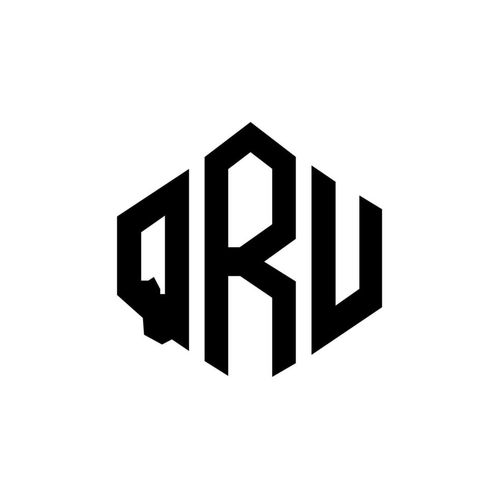 qru letter logotyp design med polygon form. qru polygon och kubform logotypdesign. qru hexagon vektor logotyp mall vita och svarta färger. qru monogram, affärs- och fastighetslogotyp.