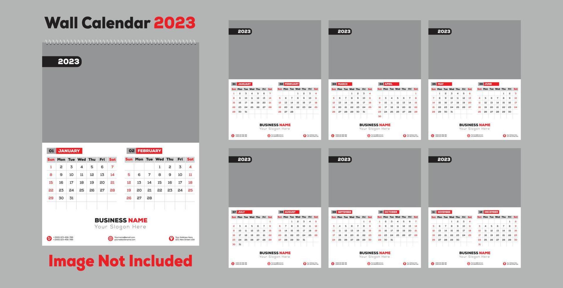 Kalenderdesign 2023. Woche beginnt am Sonntag. 2023. Kalenderdesign. vektor