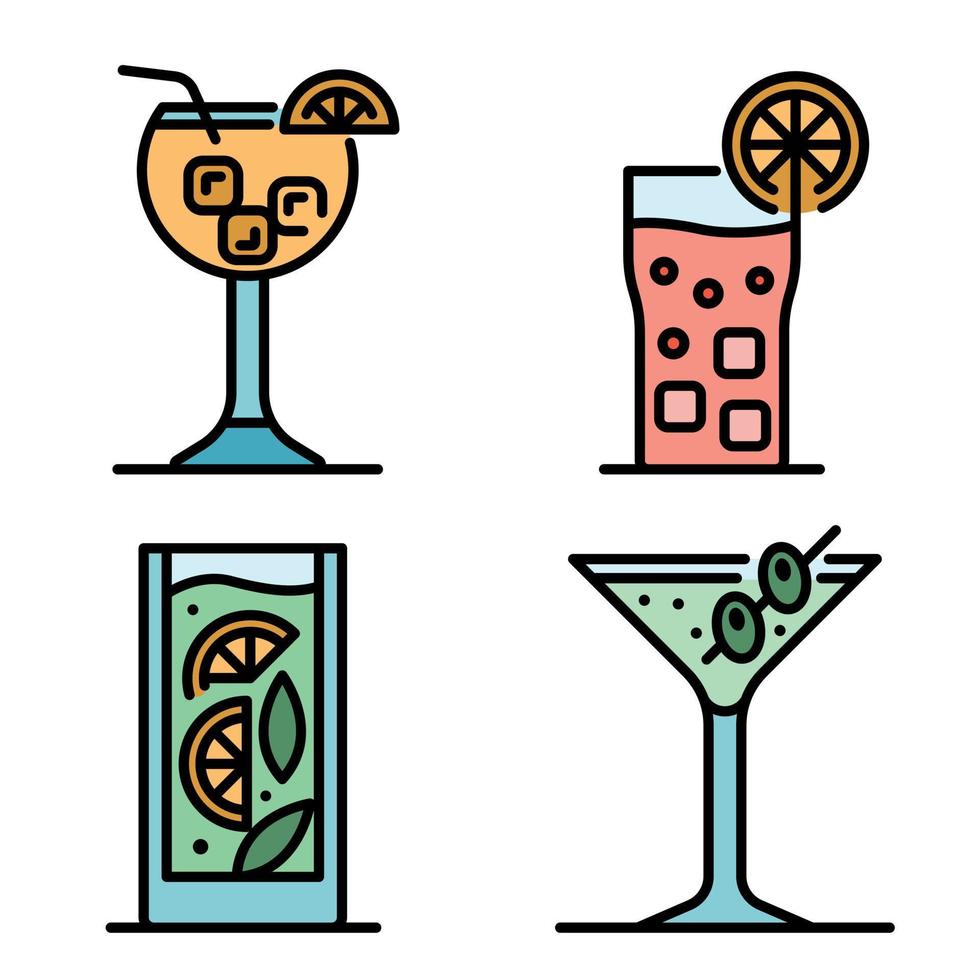 cocktail ikoner vektor platt