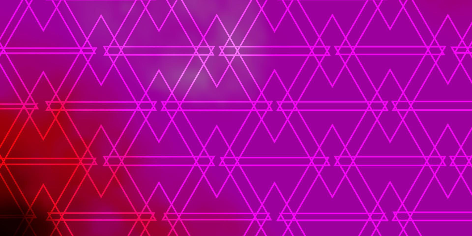 dunkelvioletter, rosa Vektorhintergrund mit Linien, Dreiecken. vektor