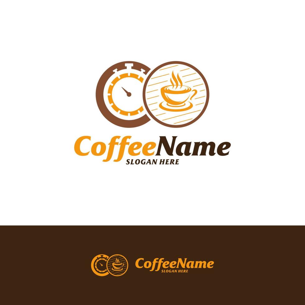 Kaffeezeit-Logo-Design-Vorlage. Kaffee-Logo-Konzeptvektor. kreatives Symbolsymbol vektor