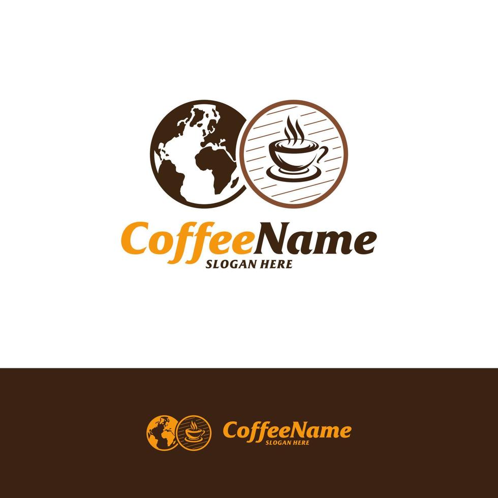 Weltkaffee-Logo-Design-Vorlage. Kaffee-Logo-Konzeptvektor. kreatives Symbolsymbol vektor