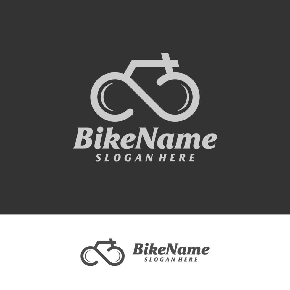 Vorlage für das Design des Fahrrad-Infinity-Logos. Fahrrad-Logo-Konzept-Vektor. kreatives Symbolsymbol vektor