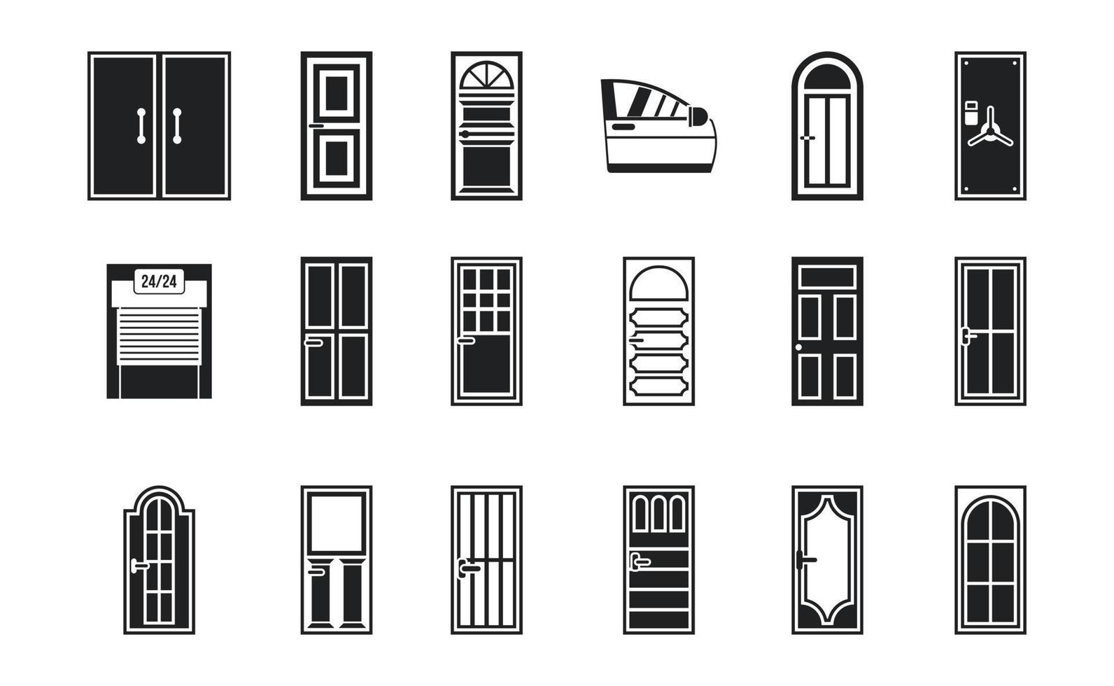 Tür-Icon-Set, einfacher Stil vektor