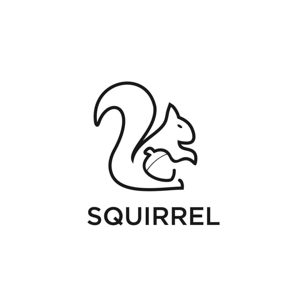 Eichhörnchen-Logo. Eichhörnchen und Eichel umreißen vektor