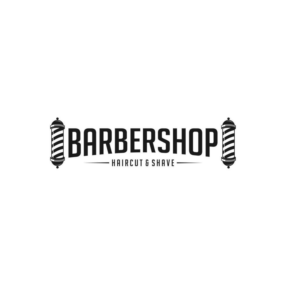 design av frisersalongens logotyp. vintage barbershop logotyp mall vektor