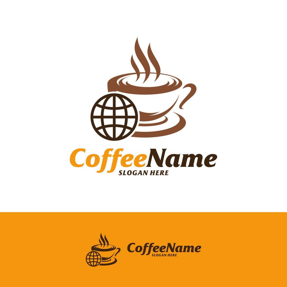 Weltkaffee-Logo-Design-Vorlage. Kaffee-Logo-Konzeptvektor. kreatives Symbolsymbol vektor