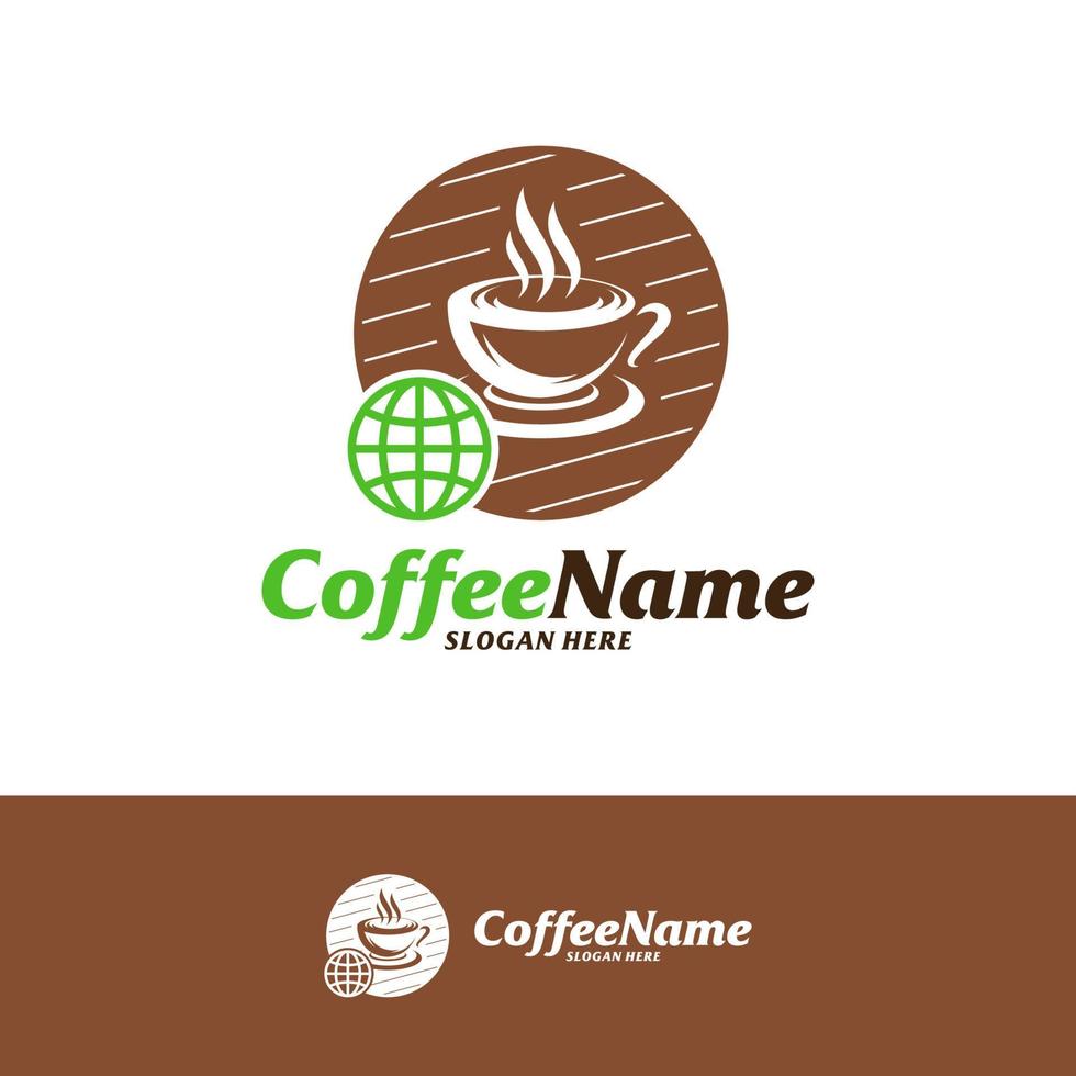 Weltkaffee-Logo-Design-Vorlage. Kaffee-Logo-Konzeptvektor. kreatives Symbolsymbol vektor