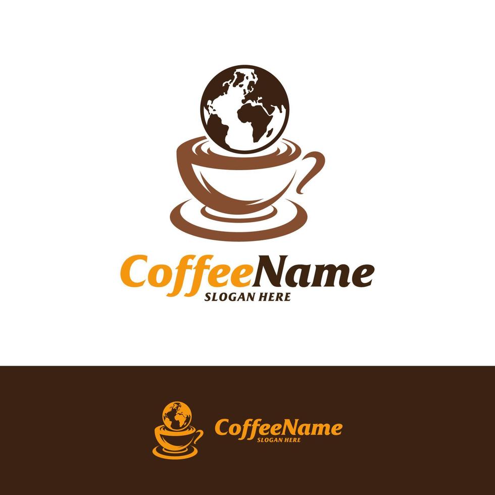 Weltkaffee-Logo-Design-Vorlage. Kaffee-Logo-Konzeptvektor. kreatives Symbolsymbol vektor