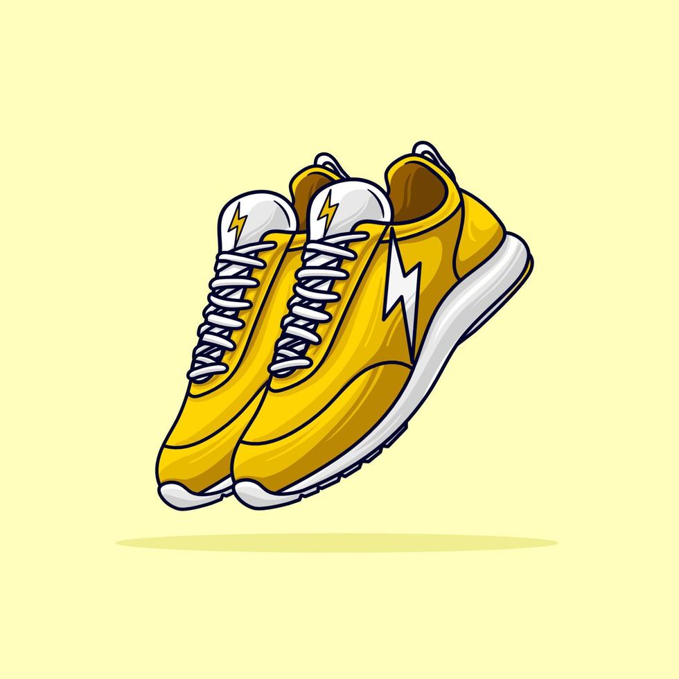 ett par gula och vita skor sneakers tecknad vektor