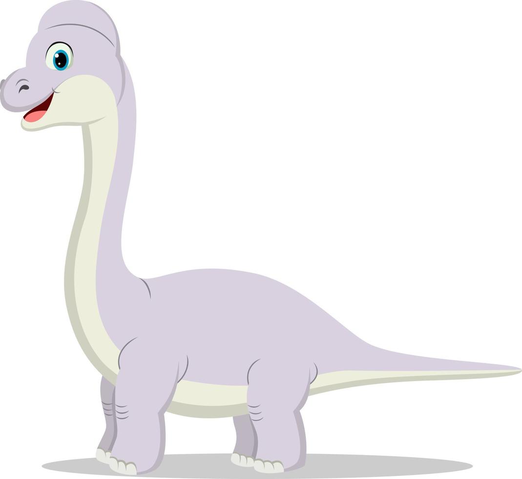 niedlicher brachiosaurus-cartoon auf weißem hintergrund vektor