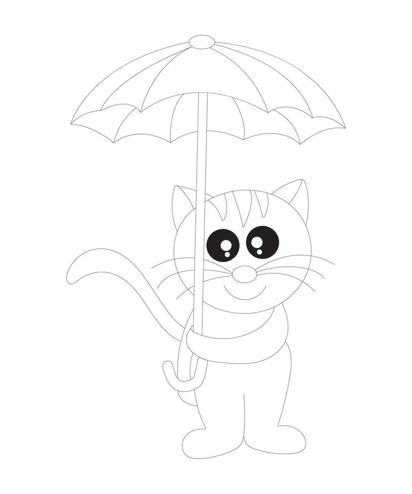 söt baby katt håller paraply barn målarbok 9016344 - Ladda ner gratis  vektorgrafik, arkivgrafik och bilder