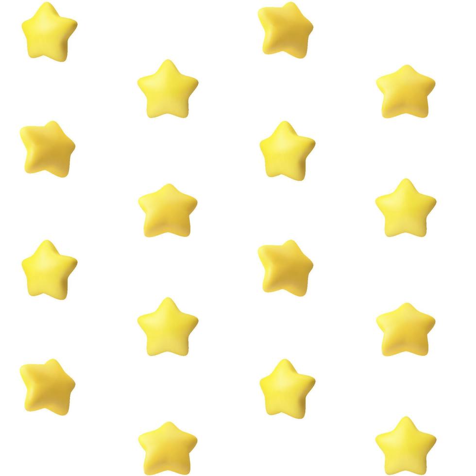 vektor illustration av ett mönster för omslagspapper för en gåva. realistiska fylliga gula stjärnor från olika sidor.