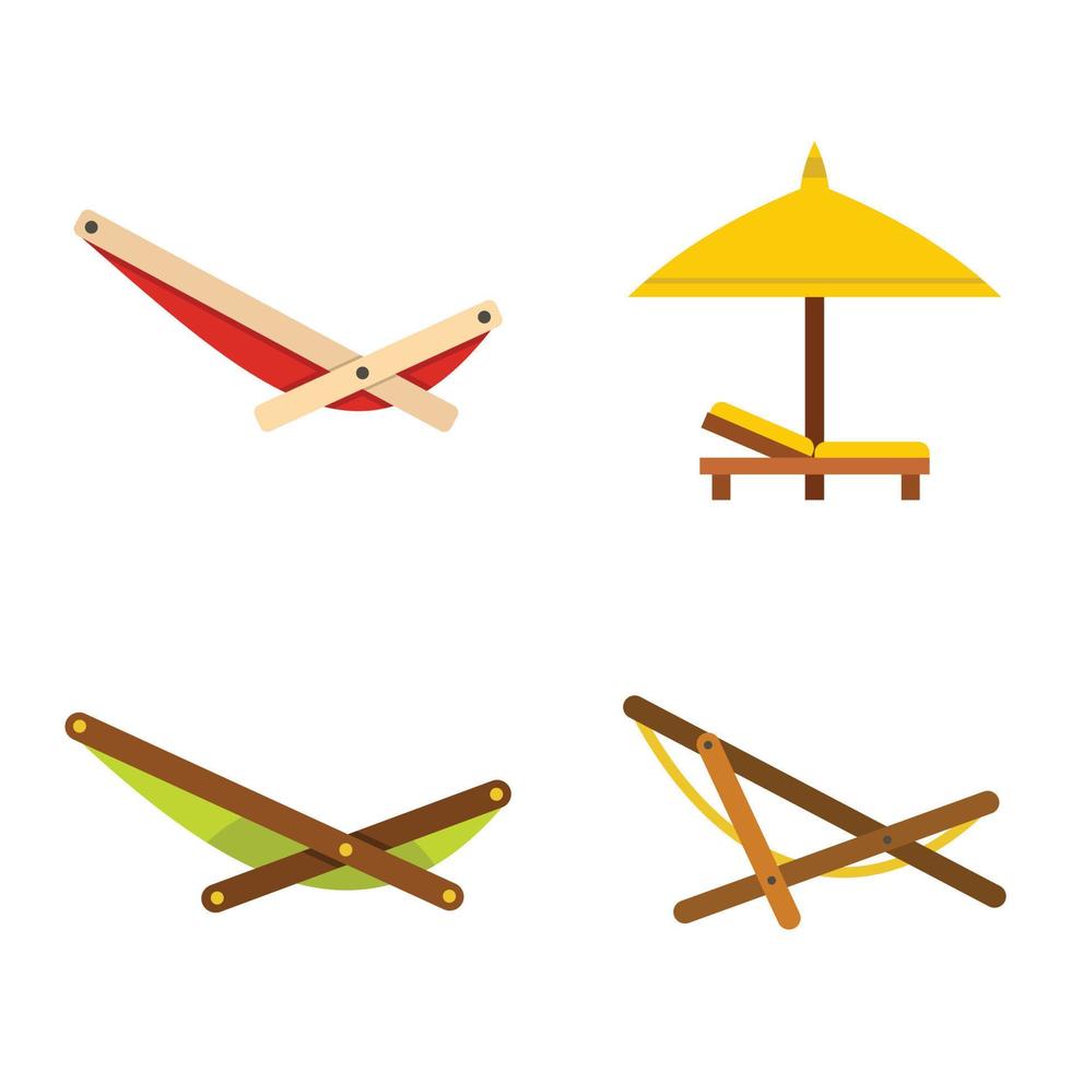 Chaise-Icon-Set, flacher Stil vektor