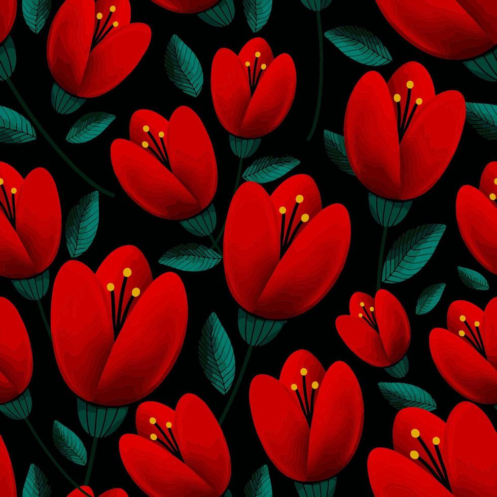 nahtloses muster der roten tulpen vektor