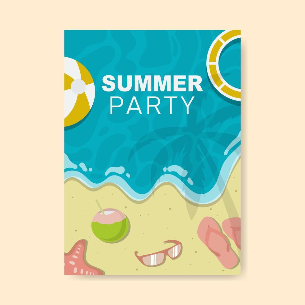 einfache plakatvorlage für die sommerstrandparty. Vektor-Illustration vektor