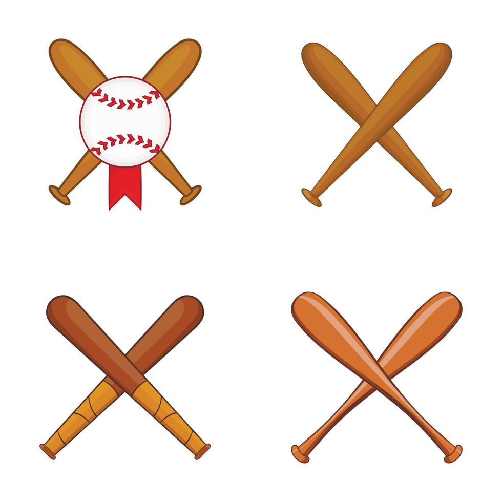 Baseball-Bit-Icon-Set, Cartoon-Stil vektor
