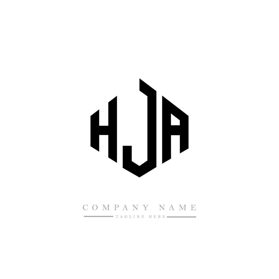 hja letter logotyp design med polygon form. hja polygon och kubform logotypdesign. hja hexagon vektor logotyp mall vita och svarta färger. hja monogram, affärs- och fastighetslogotyp.