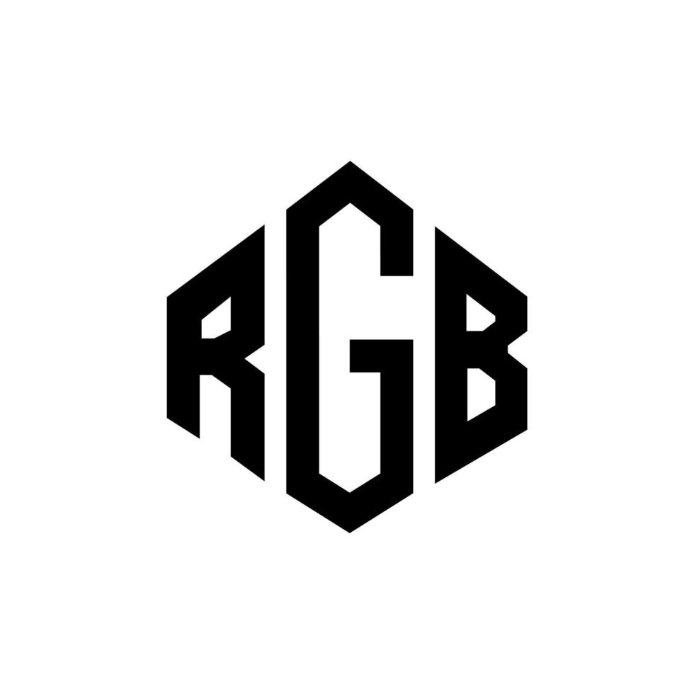 rgb-bokstavslogotypdesign med polygonform. rgb polygon och kubform logotypdesign. rgb hexagon vektor logotyp mall vita och svarta färger. rgb-monogram, affärs- och fastighetslogotyp.