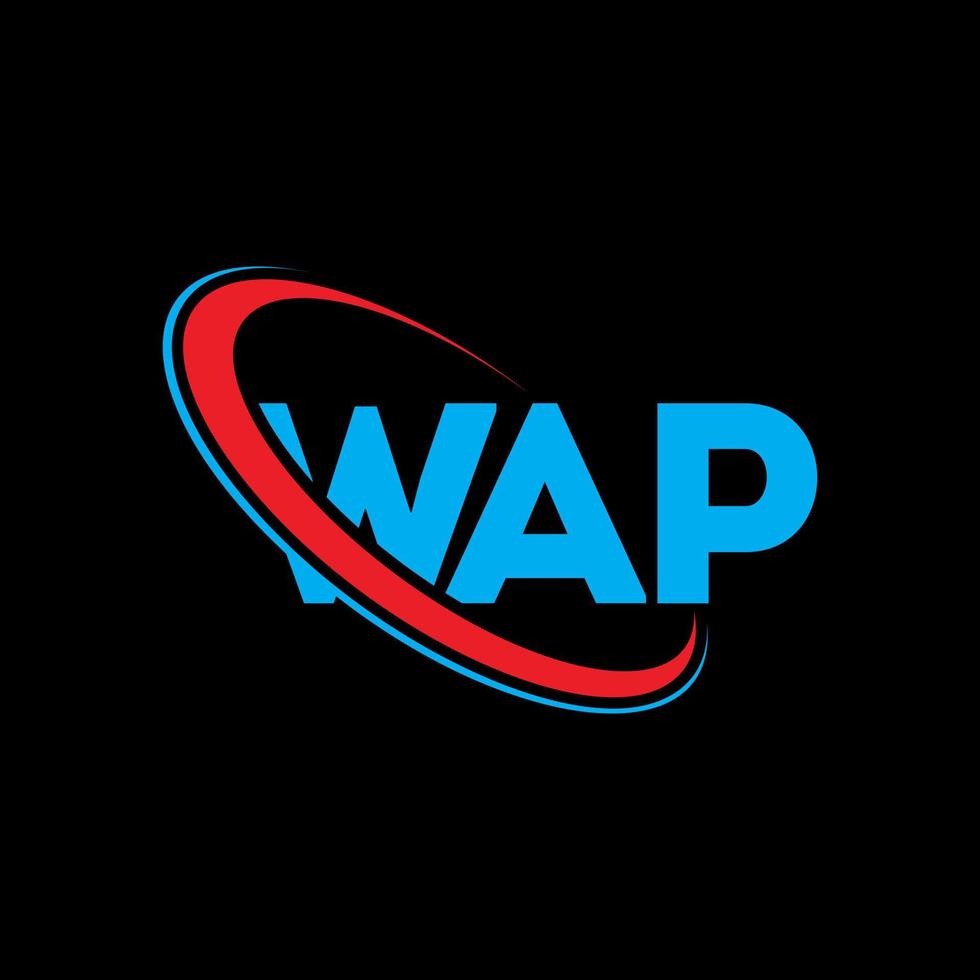 wap-Logo. Wap-Brief. Wap-Brief-Logo-Design. Initialen-WAP-Logo, verbunden mit Kreis und Monogramm-Logo in Großbuchstaben. wap-typografie für technologie-, geschäfts- und immobilienmarke. vektor