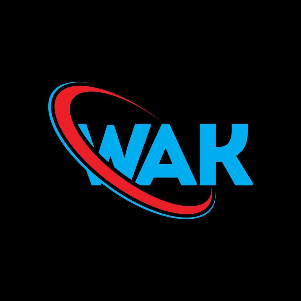 Wak-Logo. Wachbrief. wak-Buchstaben-Logo-Design. Initialen-Wak-Logo, verbunden mit Kreis und Monogramm-Logo in Großbuchstaben. wak-typografie für technologie-, geschäfts- und immobilienmarke. vektor