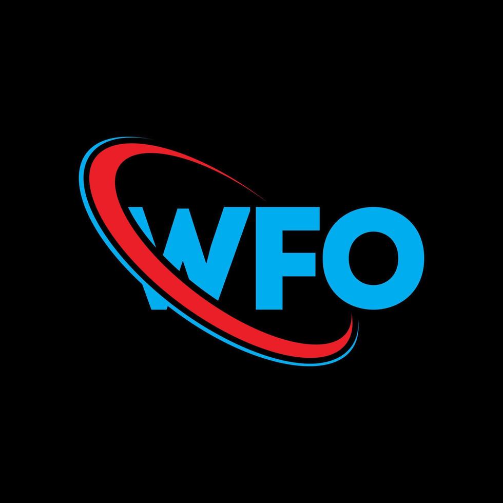 wfo logotyp. wfo brev. wfo brev logotyp design. initialer wfo logotyp länkad med cirkel och versaler monogram logotyp. wfo-typografi för varumärket teknik, företag och fastigheter. vektor