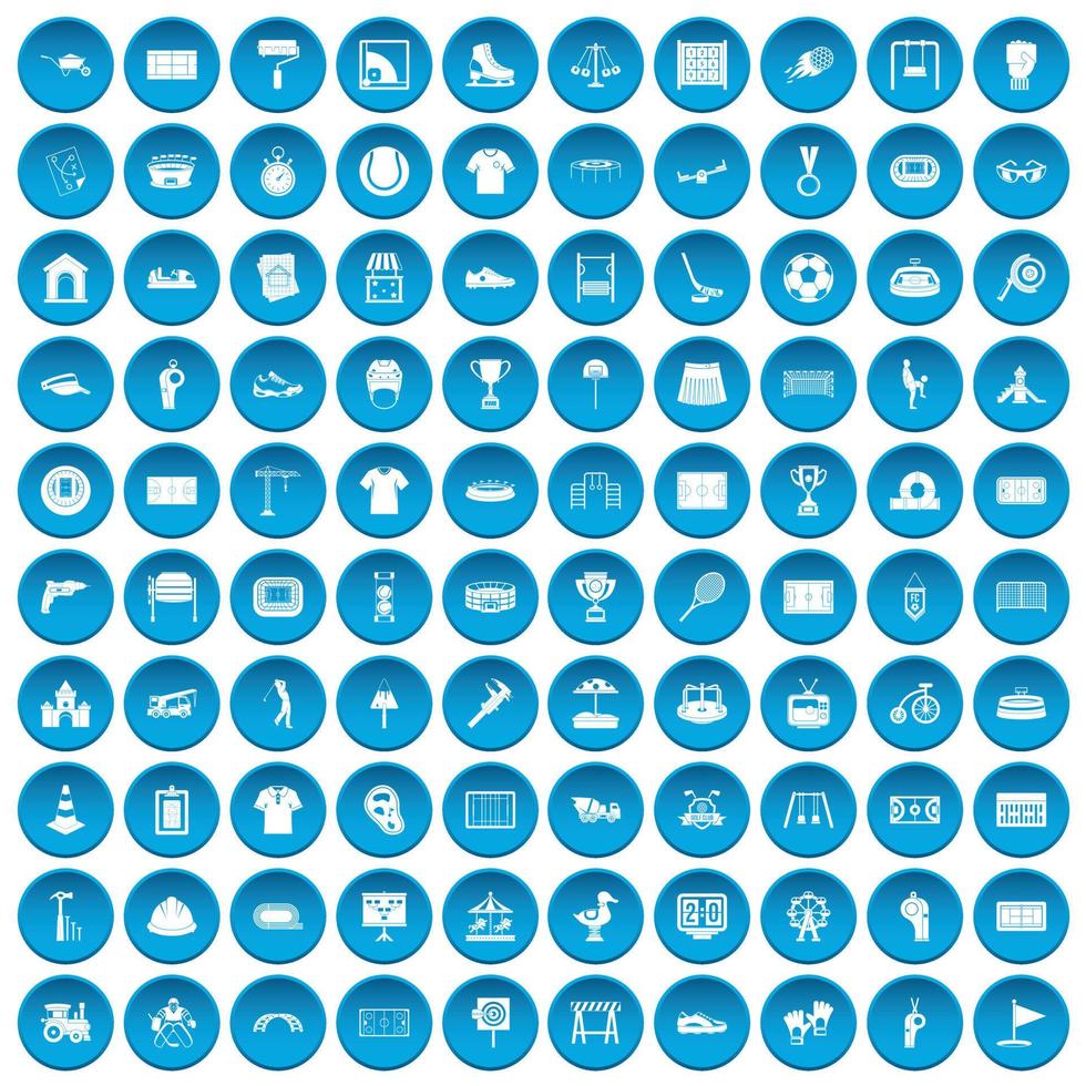 100 Spielplatzsymbole blau gesetzt vektor