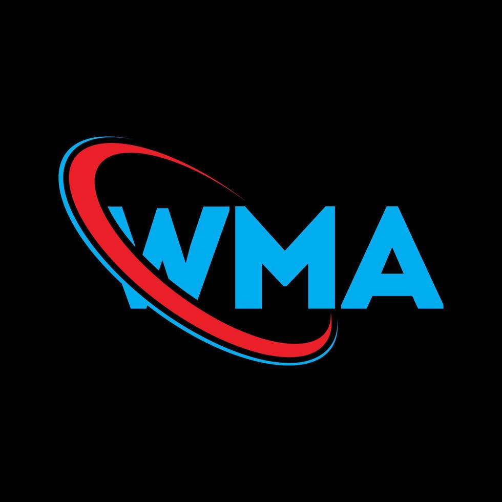 wma logotyp. wma brev. wma brev logotyp design. initialer wma logotyp länkad med cirkel och versaler monogram logotyp. wma typografi för teknik, företag och fastighetsmärke. vektor